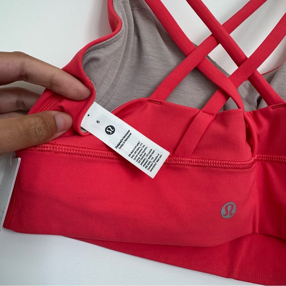 NWT Size 6 Lululemon Energy Longline Bra Crossback B–D Cup Pink Punch Active Gym - Picture 7 of 11